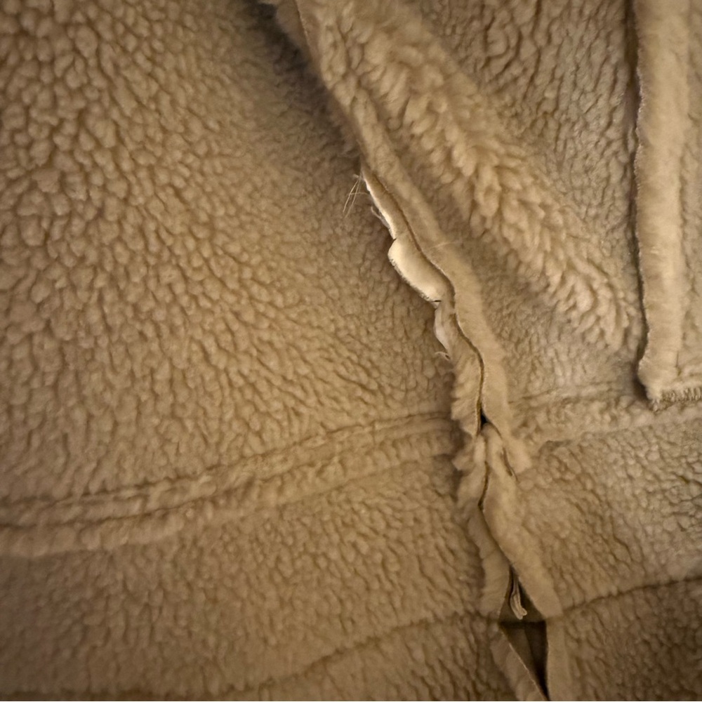Zara Beige Shearling Sherpa Lined Faux Suede Jacket - Picture 7 of 10